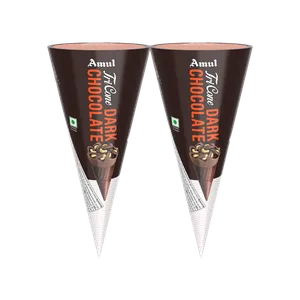 Amul Tricone Dark Chocolate Ice Cream Cone - Pack of 2 - Fresh Frozen Desserts & Ice Cream delivery in Aurangabad by OZO Mart