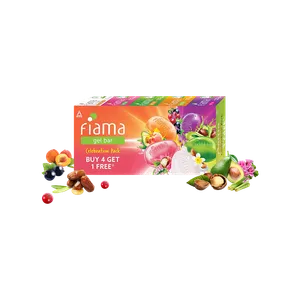 Fiama Gel Bar Soap Celebration Pack - Buy 4 get 1 Free - Fresh Skin Care delivery in Aurangabad by OZO Mart