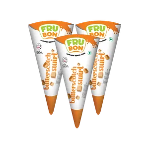 FruBon Butterscotch Swirl Ice Cream Cone - Pack of 3 - Fresh Frozen Desserts & Ice Cream delivery in Aurangabad by OZO Mart