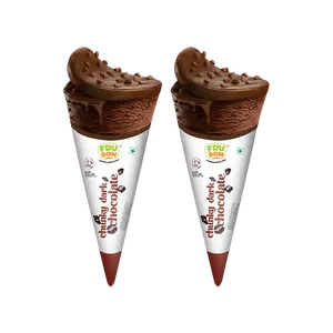 FruBon Chunky Dark Chocolate Ice Cream Cone - Pack of 2 - Fresh Frozen Desserts & Ice Cream delivery in Aurangabad by OZO Mart