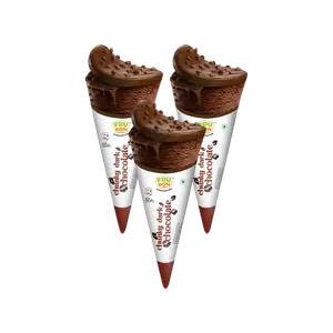 FruBon Chunky Dark Chocolate Ice Cream Cone - Pack of 3 - Fresh Frozen Desserts & Ice Cream delivery in Aurangabad by OZO Mart
