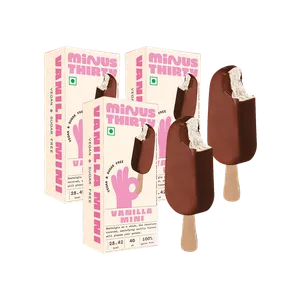 Minus Thirty Vanilla Mini Ice Cream Stick (Vegan & Sugar Free) - Pack of 3 - Fresh Frozen Desserts & Ice Cream delivery in Aurangabad by OZO Mart