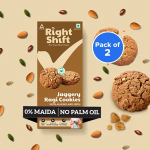 Right Shift Jaggery Ragi Cookies (No Maida/ No Palm Oil) - Pack of 2 - Fresh Biscuits & Cookies delivery in Aurangabad by OZO Mart
