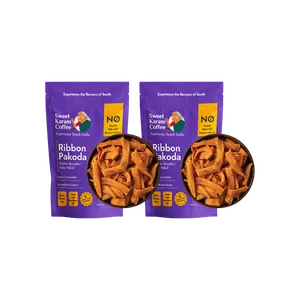 Sweet Karam Coffee Ribbon Pakoda / Murukku Namkeen - No Palm Oil - Pack of 2 - Fresh Indian Namkeen delivery in Aurangabad by OZO Mart
