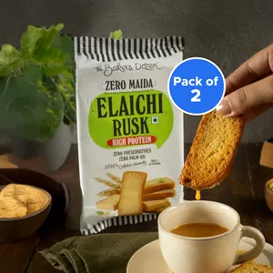 The Baker's Dozen Elaichi Rusk (Zero Maida, High Protein) - Pack of 2 - Fresh Buns & Rusks delivery in Aurangabad by OZO Mart