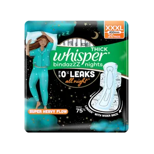 Whisper Thick Ultra Bindazzz Nights Sanitary Pads - Fresh Feminine Hygiene delivery in Aurangabad by OZO Mart