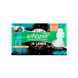Whisper Ultra Bindazzz Nights Sanitary Pads - Fresh Feminine Hygiene delivery in Aurangabad by OZO Mart