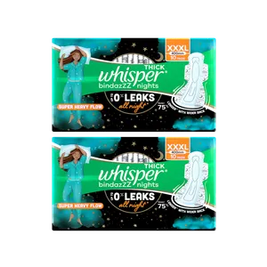 Whisper Ultra Bindazzz Nights Sanitary Pads - Pack of 2 - Fresh Feminine Hygiene delivery in Aurangabad by OZO Mart