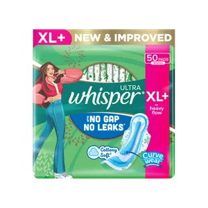 Whisper Ultra Upto No Gap No Leaks Sanitary Pads (XL+, 50 pieces) - Fresh Feminine Hygiene delivery in Aurangabad by OZO Mart